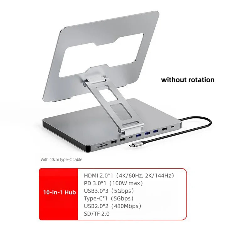 Wholesale Aluminum  Home Office Students DJ Use As Computer Laptop Stand with 10 Port Hub