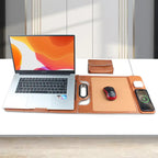 Newest 6-in-1 Wireless Charging Protective Case and Mouse Pad Leather Wireless Charging Laptop Sleeve for Laptop and Tablet
