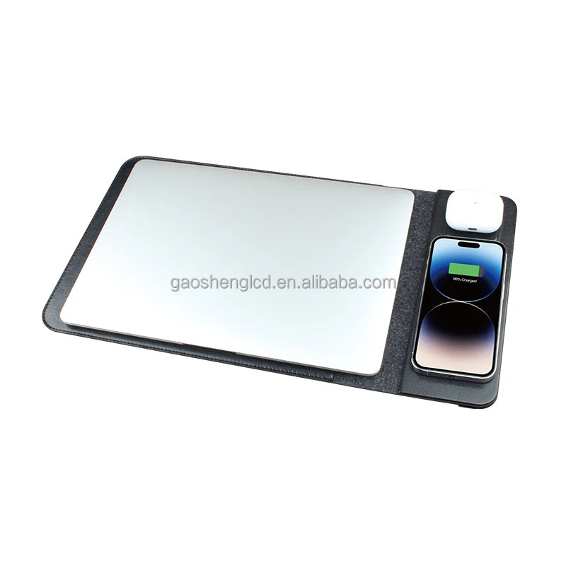 Luxury Leather Wireless Charging Laptop Sleeve Reliable 15W Fast Charging Laptop Bags Mousepad14 -16inch Foldable Charger