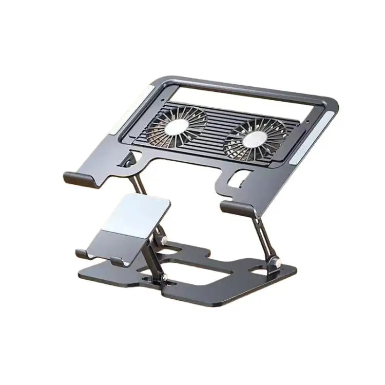 New 2-in-1 Foldable Laptop Tablet Stand Riser with Phone Holder Fan Type