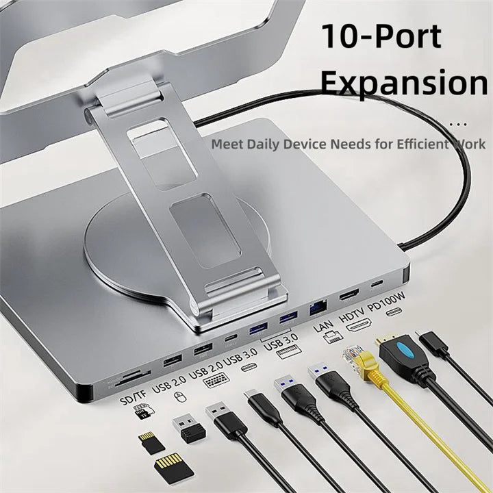 Wholesale Aluminum  Home Office Students DJ Use As Computer Laptop Stand with 10 Port Hub