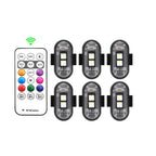 6PCS Waterproof Wireless LED Strobe Lights 8 Colors USB Charging Remote Control Car Motorcycle Drone Aircraft Bike Accessories