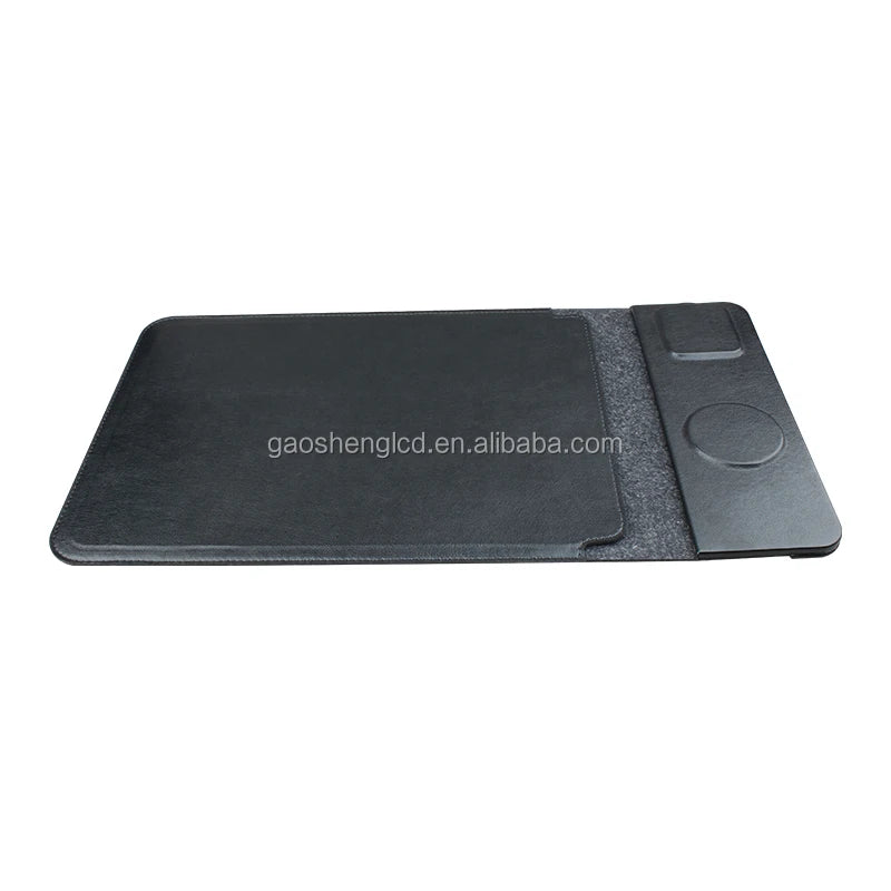 Luxury Leather Wireless Charging Laptop Sleeve Reliable 15W Fast Charging Laptop Bags Mousepad14 -16inch Foldable Charger