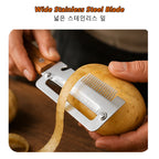 iLMH New Paring Knife Ergonomic Wood Handle Knife Stainless Steel Vegetable Peeler with Wooden Handle 2-in-1 Fruit Potato Peeler