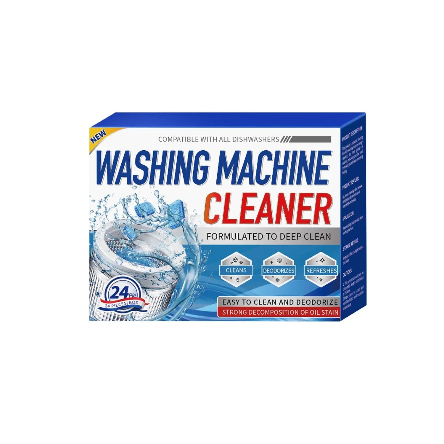 Washing Machine Cleaner Descaler Of 12/24pcs Pack-Deep Cleaning Tablets  Odor Removing Tablets For Washer Laundry Supplies