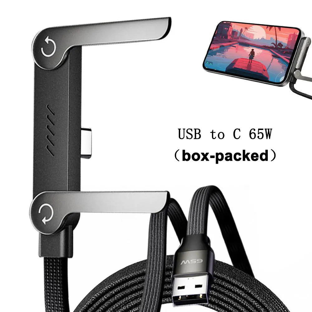 Foldable Charging Cable With Integrated Stand Fast Charging Cable Phone Tablet 240W Ultra-Fast Data Cable Phone Holder