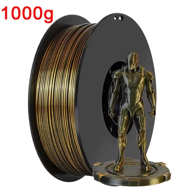 Dual Color Filament Silk PLA 1.75mm 1kg 500g 250g 3D Printer Plastic Material Two Colors Filament PLA Black Red Green Bundle New