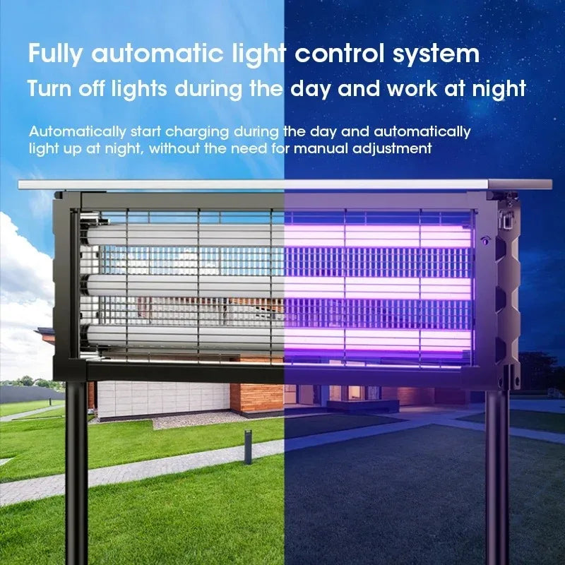 20W Solar Mosquito Killer Lamp with Light 395nm UV+Carbon Mesh IPX5 Waterproof 6000mah USB/Solar Rechargeable for Garden/Patio
