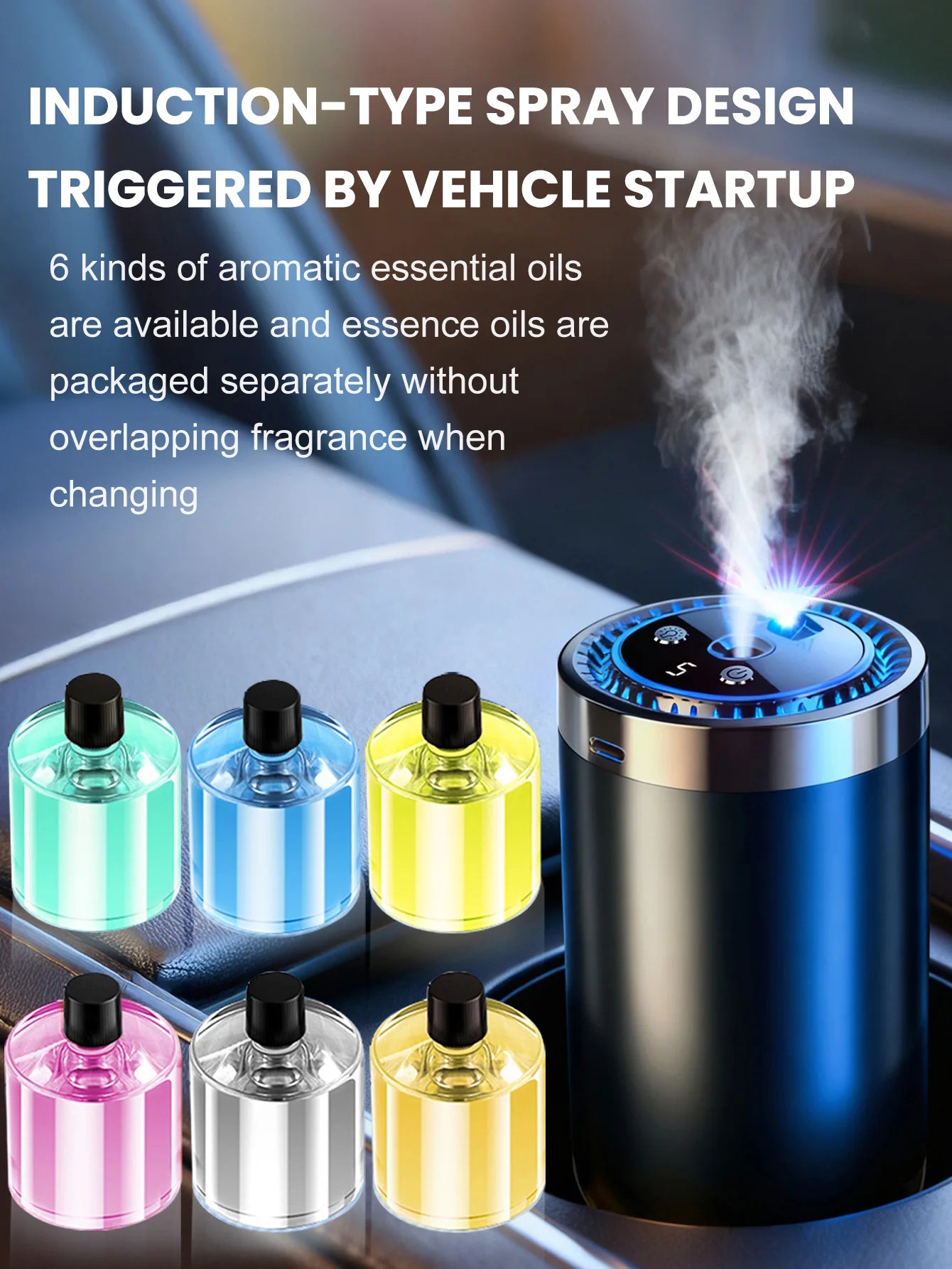 Rechargeable car aroma diffuser, aromatic essential oil, colorful lights, romantic starry sky lights, bedroom gift