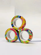 3pcs Fidget Toy Set Finger Magnetic Rings Colorful Adult Magnets Spinner Rings for Relieve Stress Anxiety Relief Therapy
