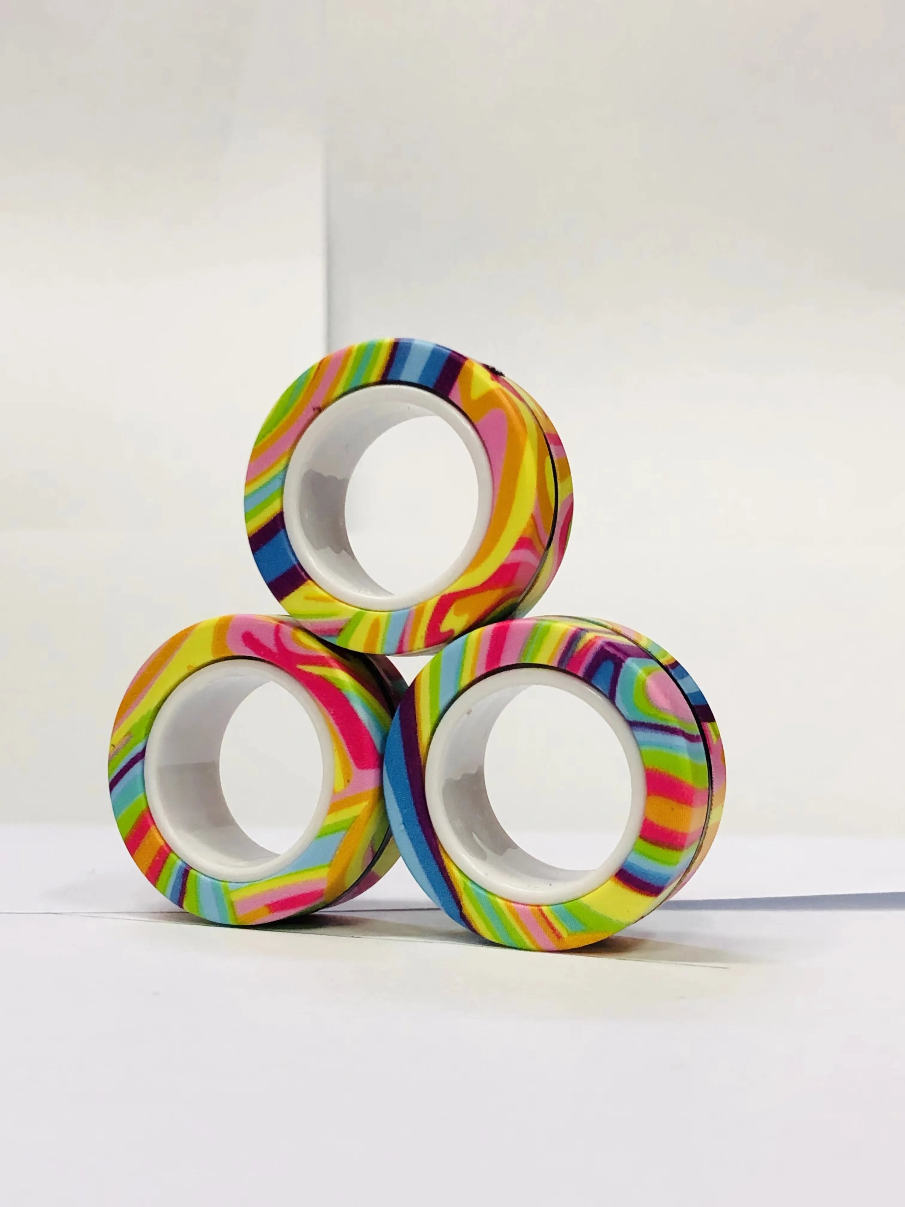 3pcs Fidget Toy Set Finger Magnetic Rings Colorful Adult Magnets Spinner Rings for Relieve Stress Anxiety Relief Therapy