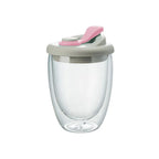 Cute Portable Water Cup Double Wall Glass Cup With Leak-Proof LidTransparent Insulated Coffee Cups Milk Tea Juice Mug Dinkware