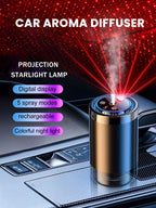 Rechargeable car aroma diffuser, aromatic essential oil, colorful lights, romantic starry sky lights, bedroom gift