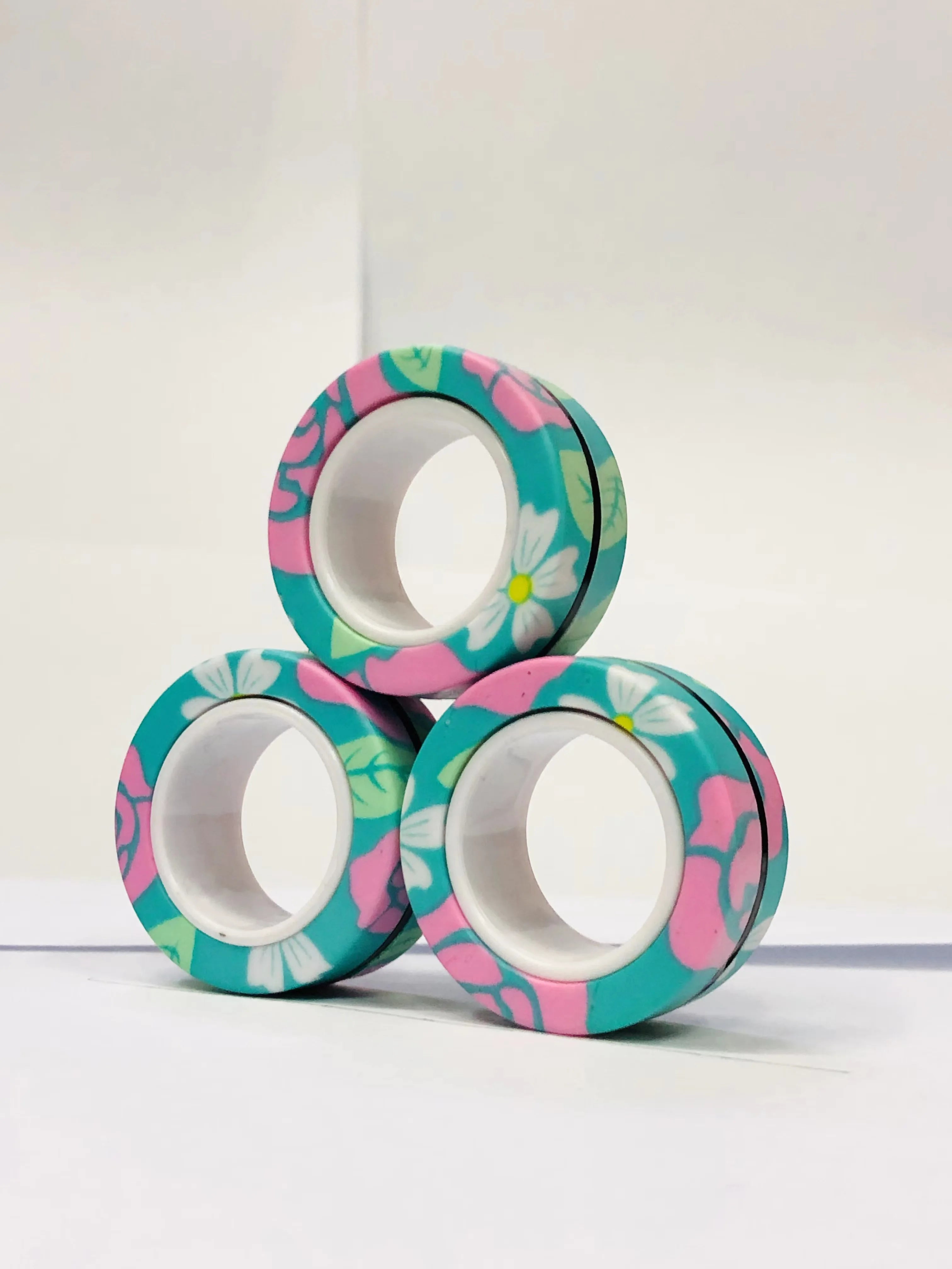 3pcs Fidget Toy Set Finger Magnetic Rings Colorful Adult Magnets Spinner Rings for Relieve Stress Anxiety Relief Therapy