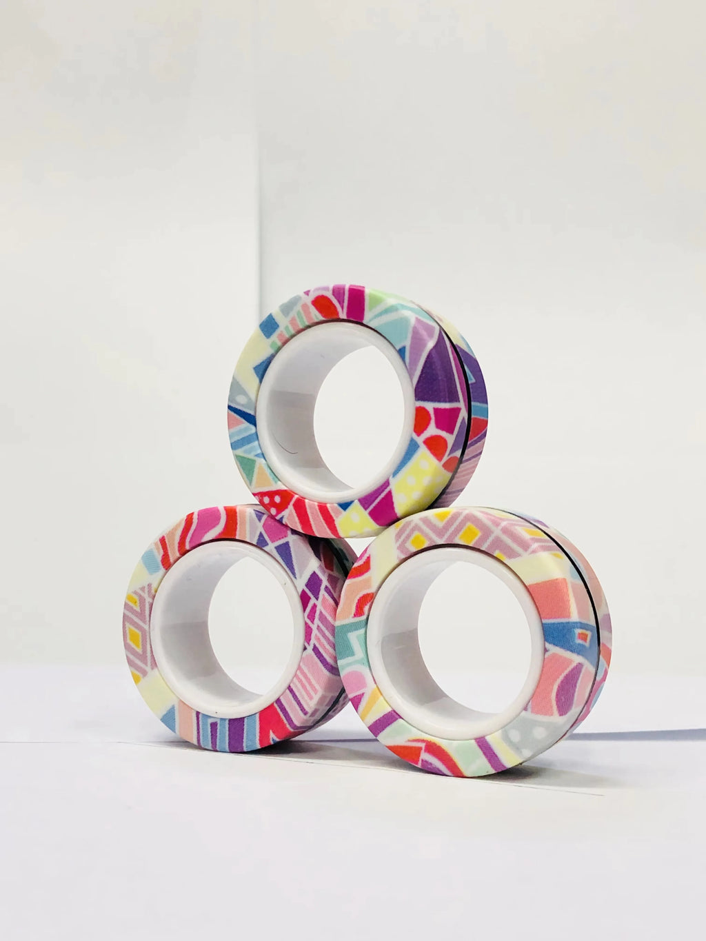 3pcs Fidget Toy Set Finger Magnetic Rings Colorful Adult Magnets Spinner Rings for Relieve Stress Anxiety Relief Therapy