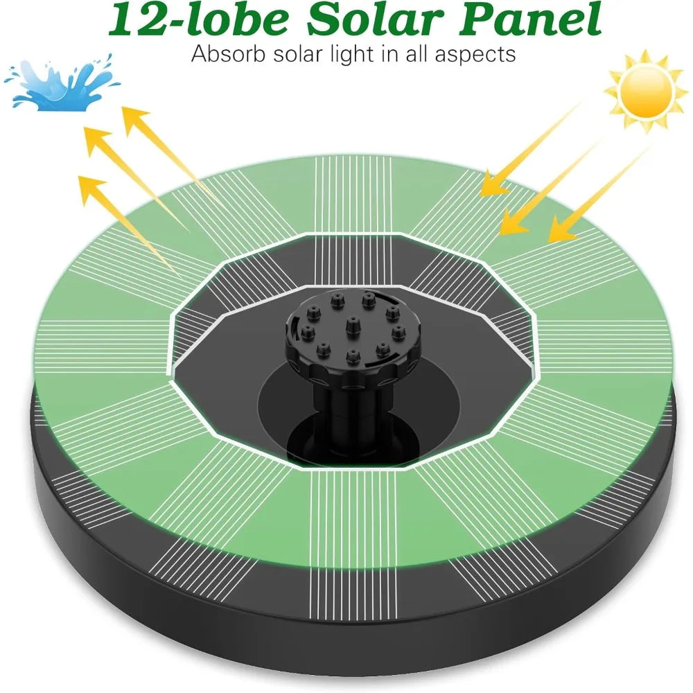 solar Fountain Floating Solar Fountain Pump Is Suitable fSor Bird Baths, Gardens, Ponds, Swimming Pools, and Outdoor Activities