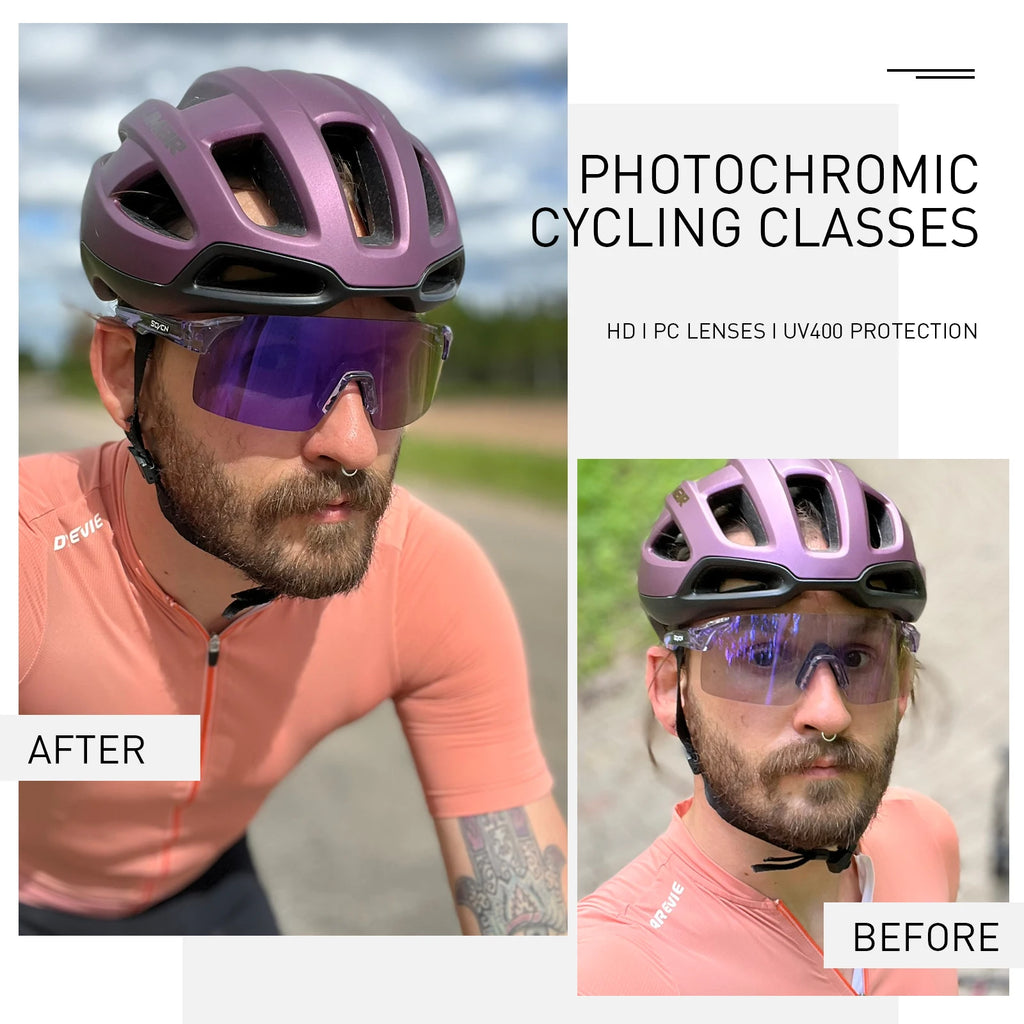 SCVCN Photochromic Cycling Sunglasses UV400 Cycling Glasses Sports Goggles Bicycle Eyewear Sunglasses Outdoor MTB Bike Glasses