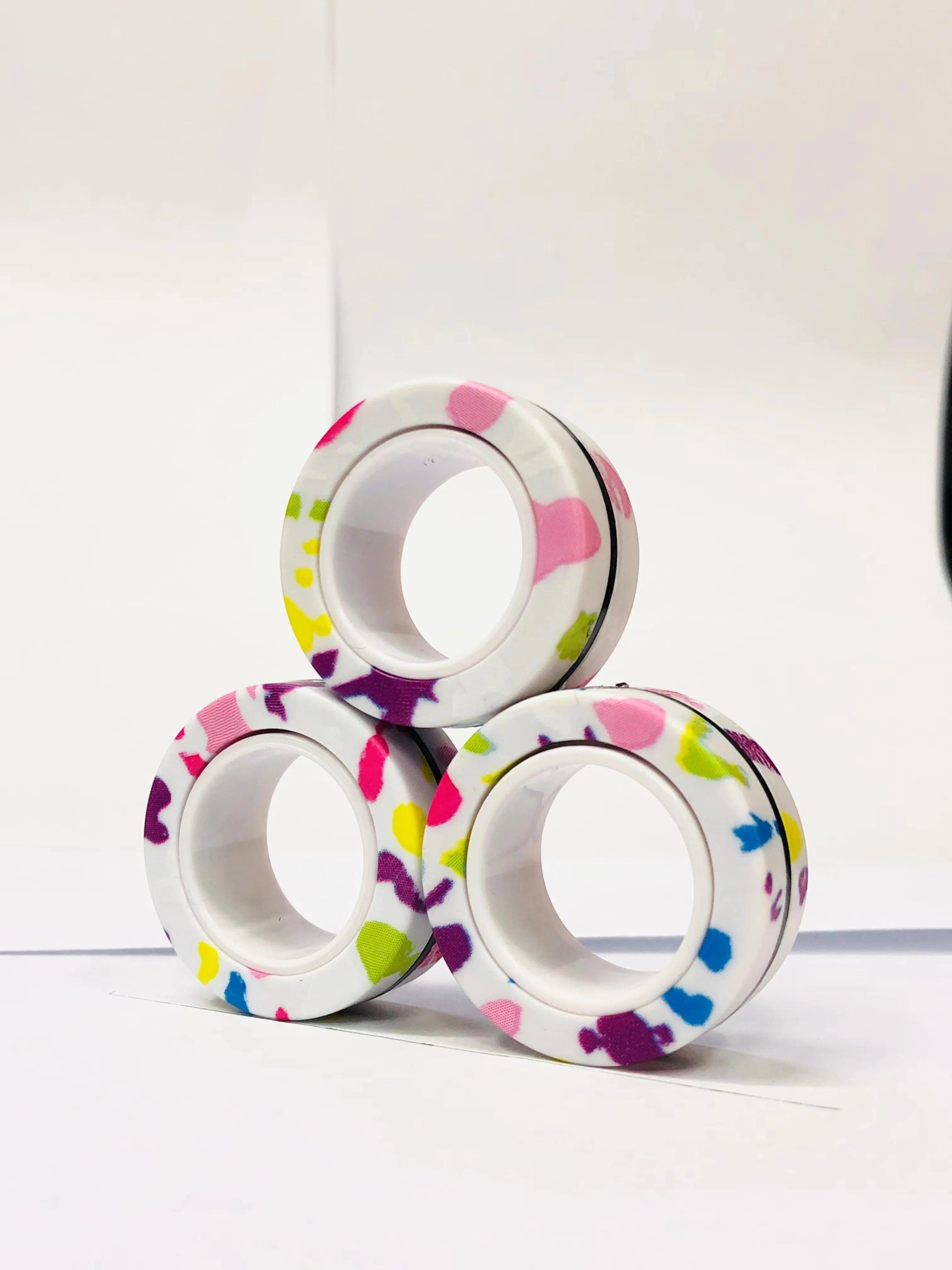 3pcs Fidget Toy Set Finger Magnetic Rings Colorful Adult Magnets Spinner Rings for Relieve Stress Anxiety Relief Therapy