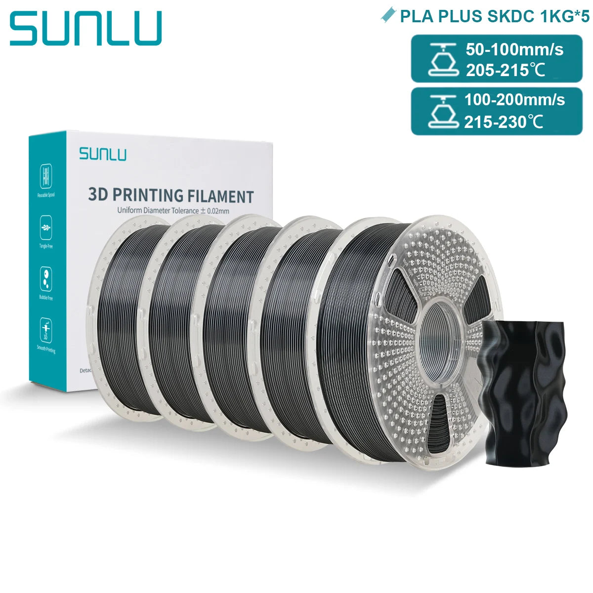 SUNLU PLA PLUS Silk 3D Printer Filament 1.75mm Double/Triple Tone Shiny Silk Textures Gradient Colors for Most FDM 3D Printers