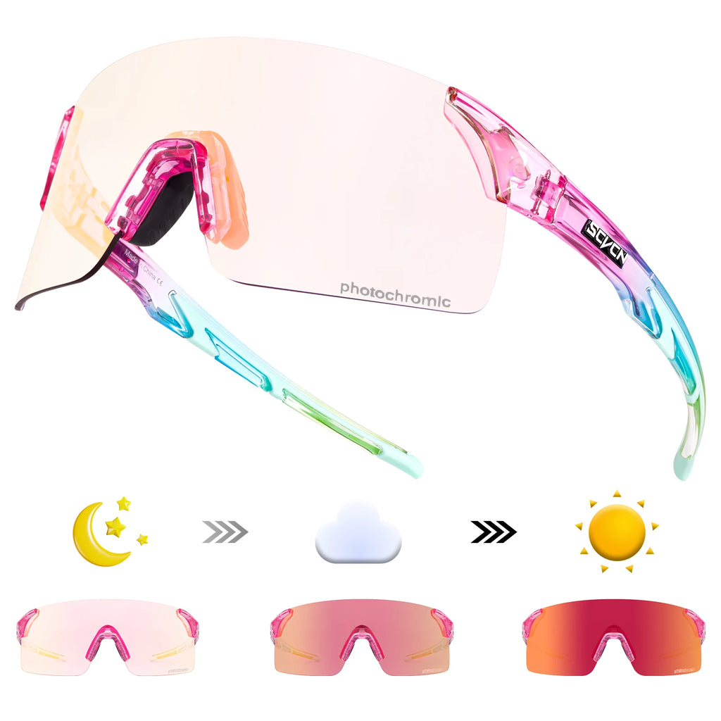 SCVCN Photochromic Cycling Sunglasses UV400 Cycling Glasses Sports Goggles Bicycle Eyewear Sunglasses Outdoor MTB Bike Glasses