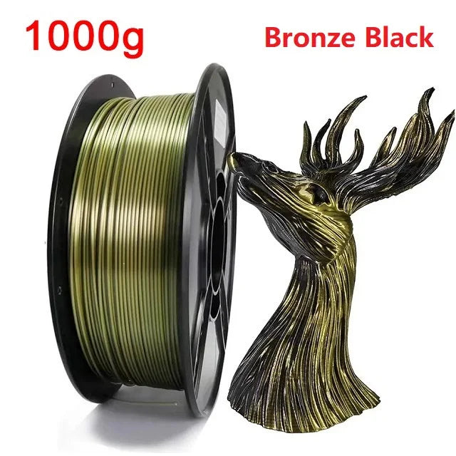 Dual Color Filament Silk PLA 1.75mm 1kg 500g 250g 3D Printer Plastic Material Two Colors Filament PLA Black Red Green Bundle New