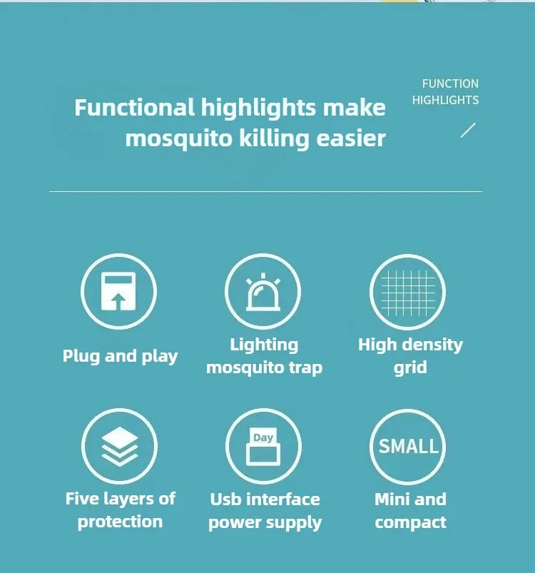 USB Mosquito Swatter Trap Electric Shock Mini Fly Bug Zapper UV Light Portable Insect Racket for Bedroom Pest Control