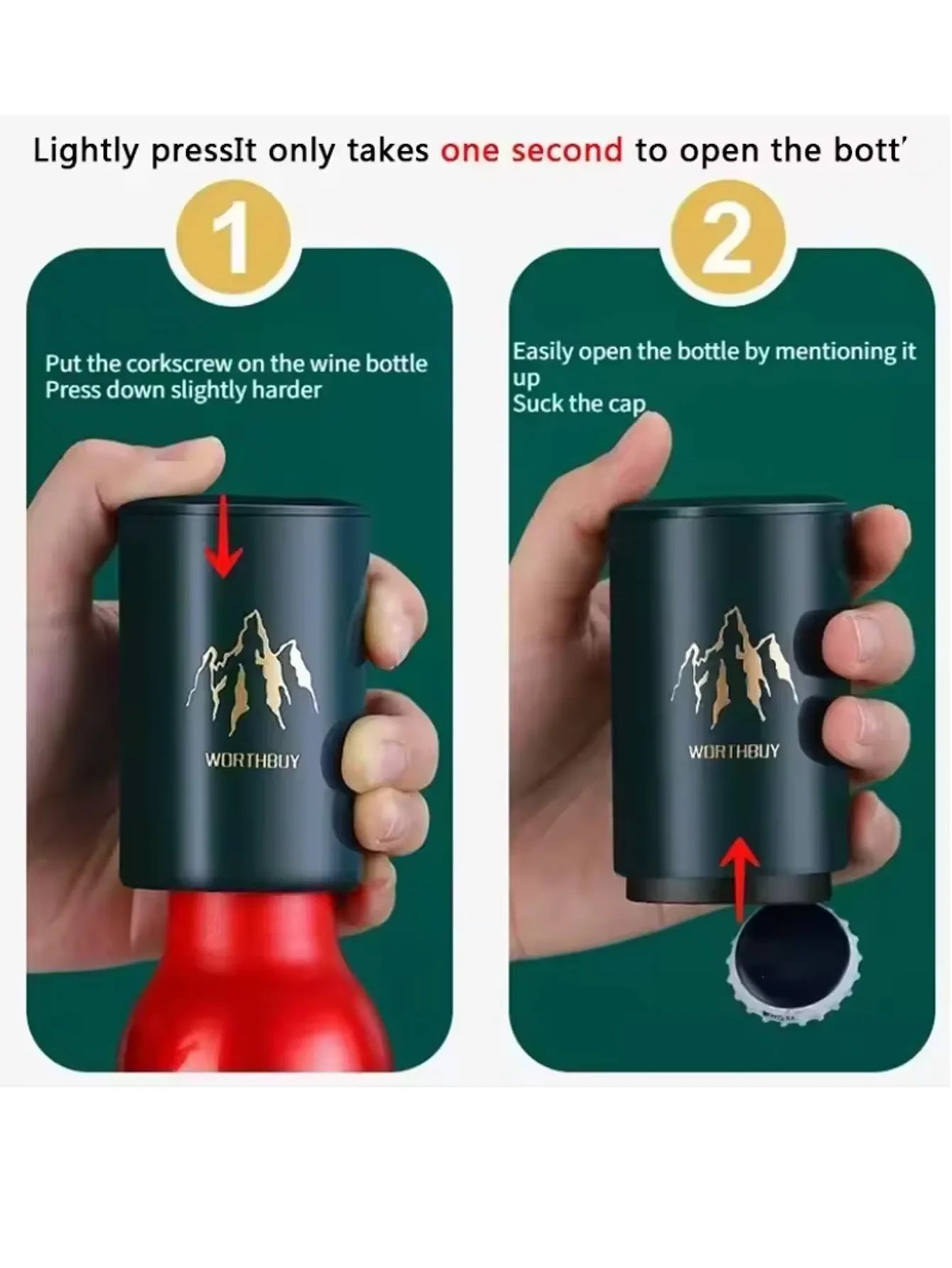 1Pcs Automatic Beer Bottle Opener Stainless Steel Press Lid Beer Corkscrew Tools Portable Bar Gadgets Wine Cap Opener Kitchen