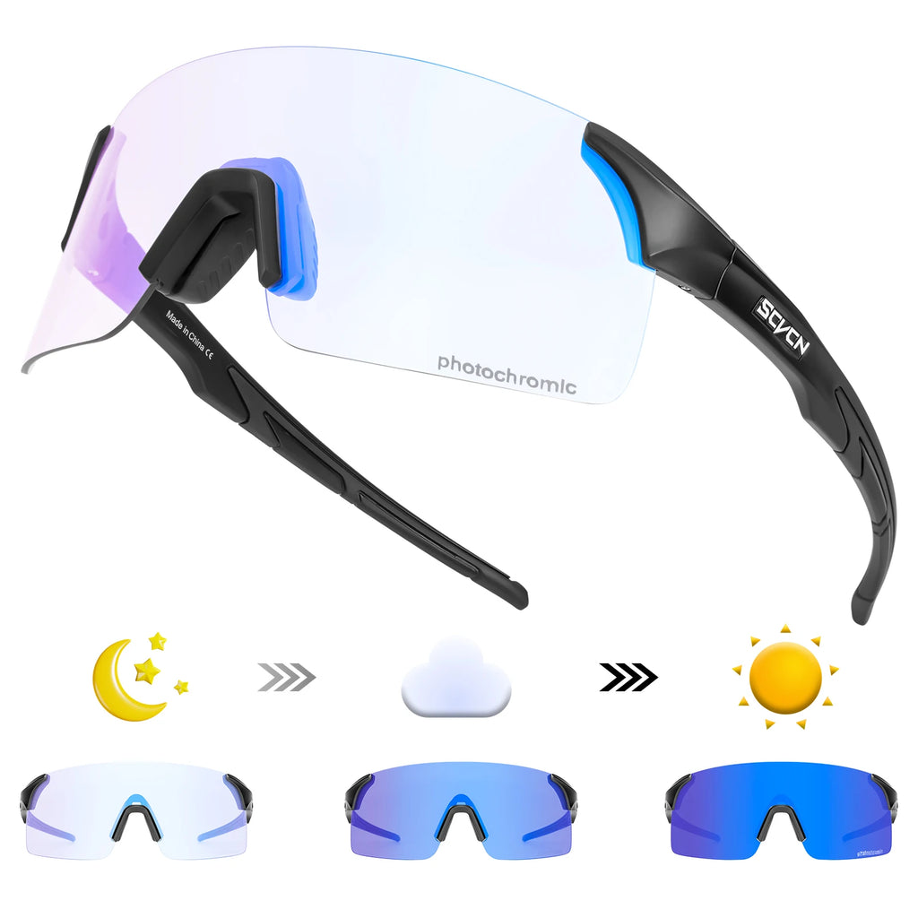 SCVCN Photochromic Cycling Sunglasses UV400 Cycling Glasses Sports Goggles Bicycle Eyewear Sunglasses Outdoor MTB Bike Glasses