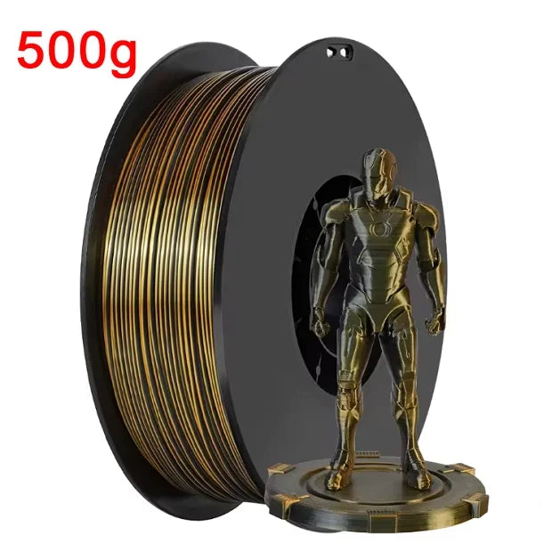 Dual Color Filament Silk PLA 1.75mm 1kg 500g 250g 3D Printer Plastic Material Two Colors Filament PLA Black Red Green Bundle New