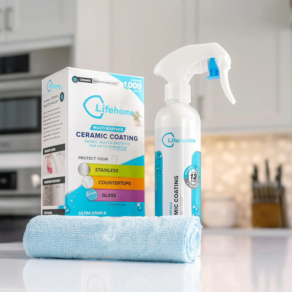 Lifeproof Home Ceramic Coating Spray Kit - Protect Stainless Steel, Appliances, Countertops, Glass & More Kitchen + Bath Surfaces - Repels Stains, Grime,  Liquids & More!
