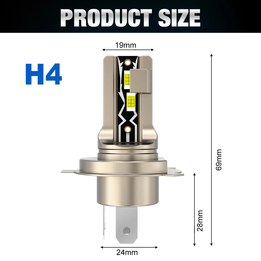 30000LM H4 Led Headlight Canbus Led H4 Auto Headlamp Turbo LED H4 9003 High Low Beam Headlight Bulb 12V 24V 6500K