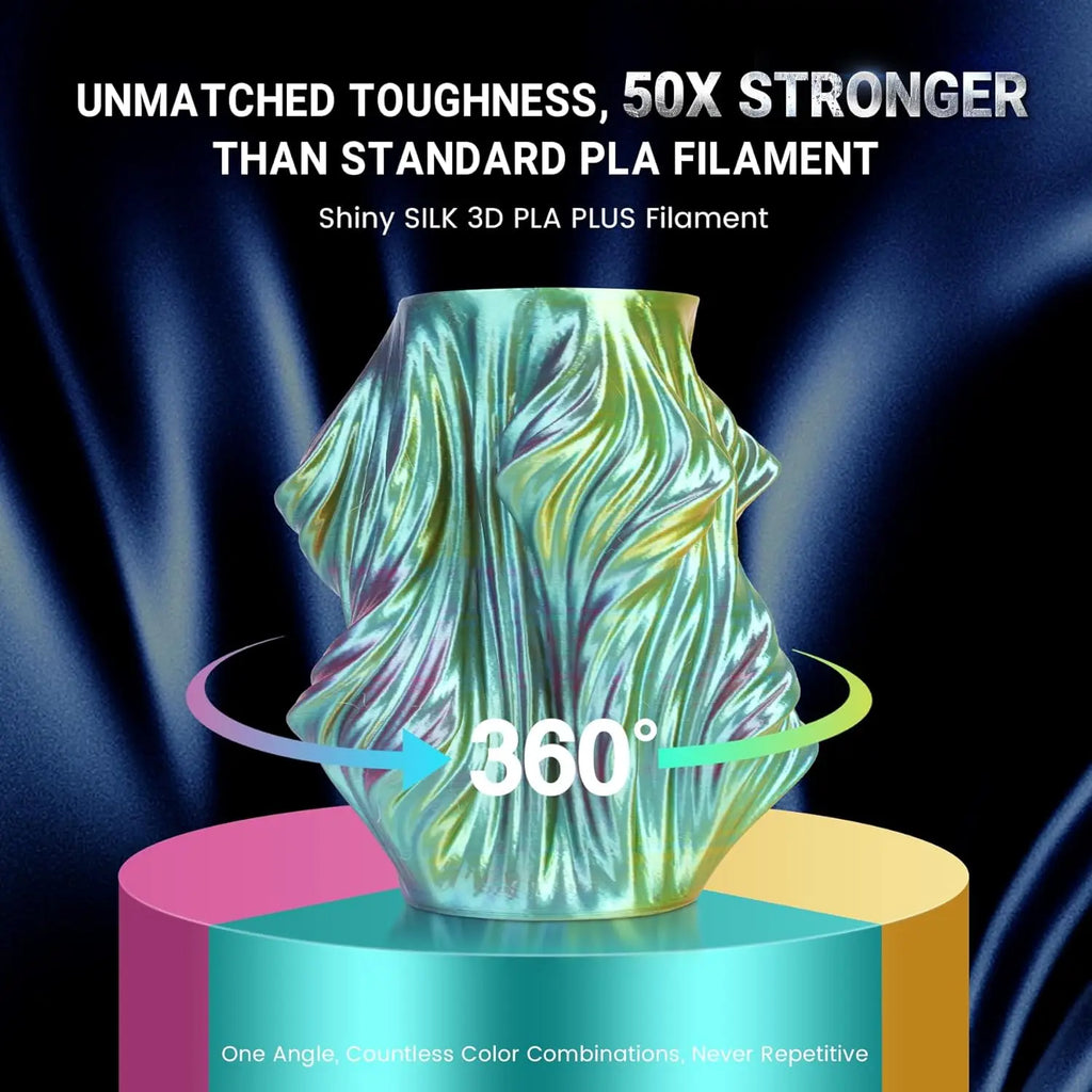 SUNLU PLA PLUS Silk 3D Printer Filament 1.75mm Double/Triple Tone Shiny Silk Textures Gradient Colors for Most FDM 3D Printers