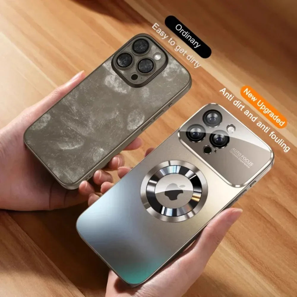 Luxury Glass Camera For Magesafe Magnetic Wireless Charge Case For iPhone 17 16 13 14 15 11 12 Pro Max Air Plus Shockproof Cover