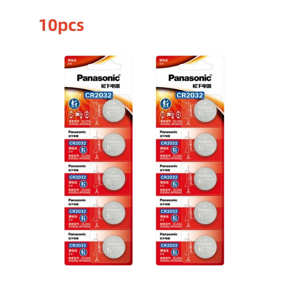 Original Panasonic CR2032 Battery for Car Key Fob, Watch, and Computer Motherboard (1-20pcs) - 3V Lithium Coin Cell 2032
