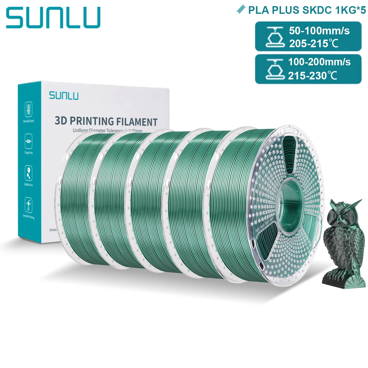 SUNLU PLA PLUS Silk 3D Printer Filament 1.75mm Double/Triple Tone Shiny Silk Textures Gradient Colors for Most FDM 3D Printers