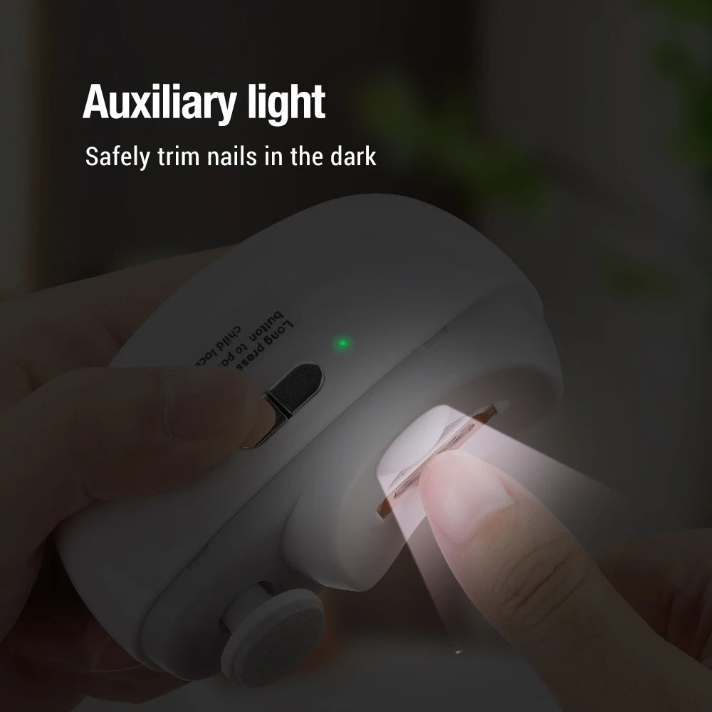 Electric Nail Clipper Grinding and Polishing with Light Automatic Nail Trimmer Rechargeable Nail Cutter Manicure for Baby Adult