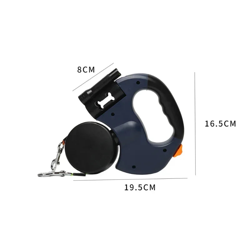 Automatic Retractable Two-End Pet Leash Dog Leash With Flashlight One Tow Two Easy To Walk Your Dog