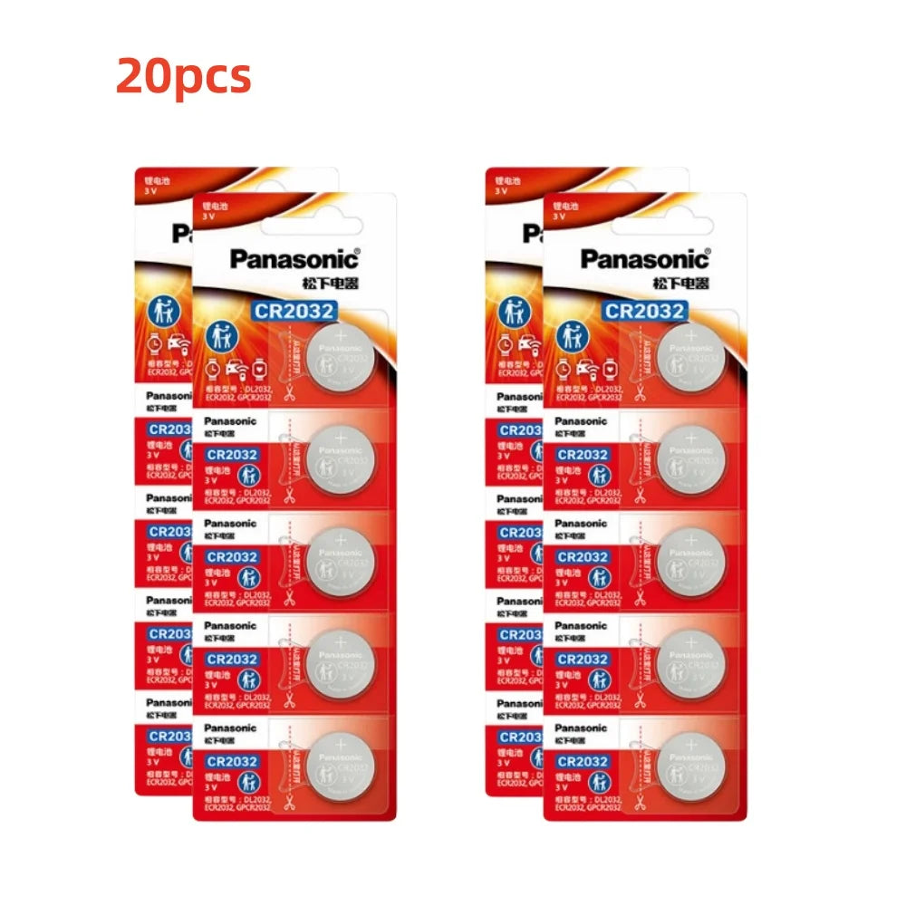 Original Panasonic CR2032 Battery for Car Key Fob, Watch, and Computer Motherboard (1-20pcs) - 3V Lithium Coin Cell 2032