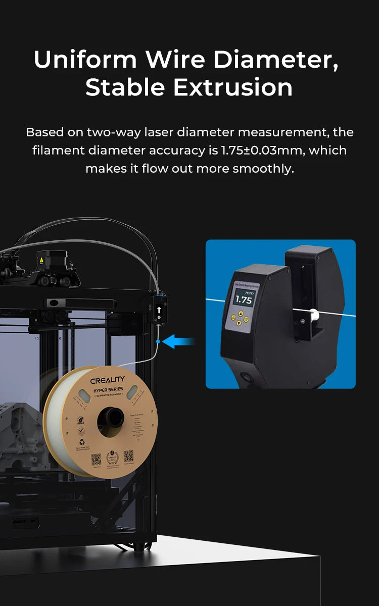 CREALITY Hyper Series PLA Filament 1.75mm Better Fluidity Faster Cooling High Precision for FDM Printers