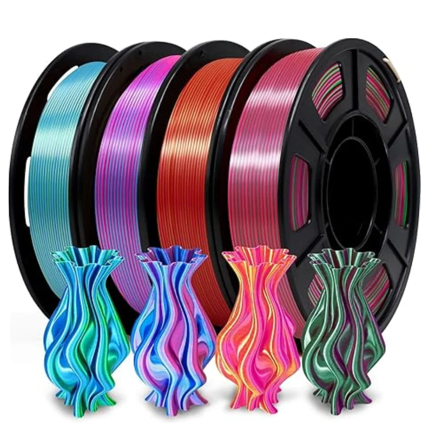 Dual Color Filament Silk PLA 1.75mm 1kg 500g 250g 3D Printer Plastic Material Two Colors Filament PLA Black Red Green Bundle New