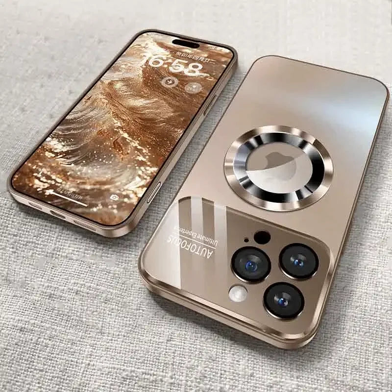 Luxury Glass Camera For Magesafe Magnetic Wireless Charge Case For iPhone 17 16 13 14 15 11 12 Pro Max Air Plus Shockproof Cover