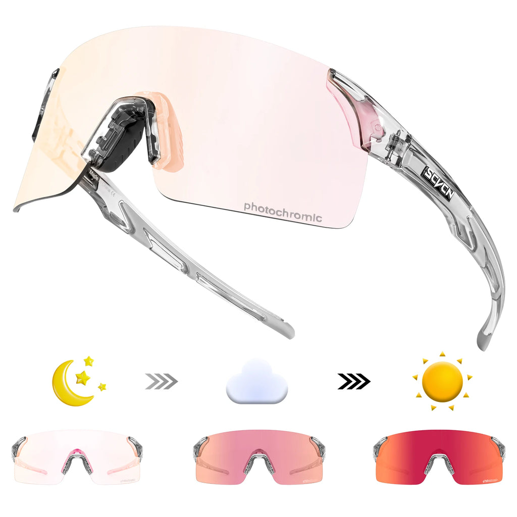 SCVCN Photochromic Cycling Sunglasses UV400 Cycling Glasses Sports Goggles Bicycle Eyewear Sunglasses Outdoor MTB Bike Glasses
