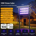 20W Solar Mosquito Killer Lamp with Light 395nm UV+Carbon Mesh IPX5 Waterproof 6000mah USB/Solar Rechargeable for Garden/Patio