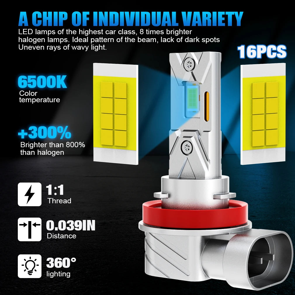 22000LM H8 H9 H11 H16JP LED Headlight 120W Super Bright 6500K Canbus 9005 HB3 9006 HB4 LED Headlamp Bulb 3570 CSP 12V