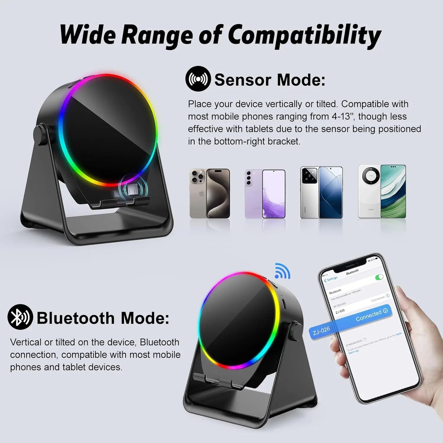 5 In 1 RGB Powerful Bluetooth Wireless Speaker Mobile Phone Stands Portable HIFI Sound Subwoofer Boombox Magnetic Tablet Brack