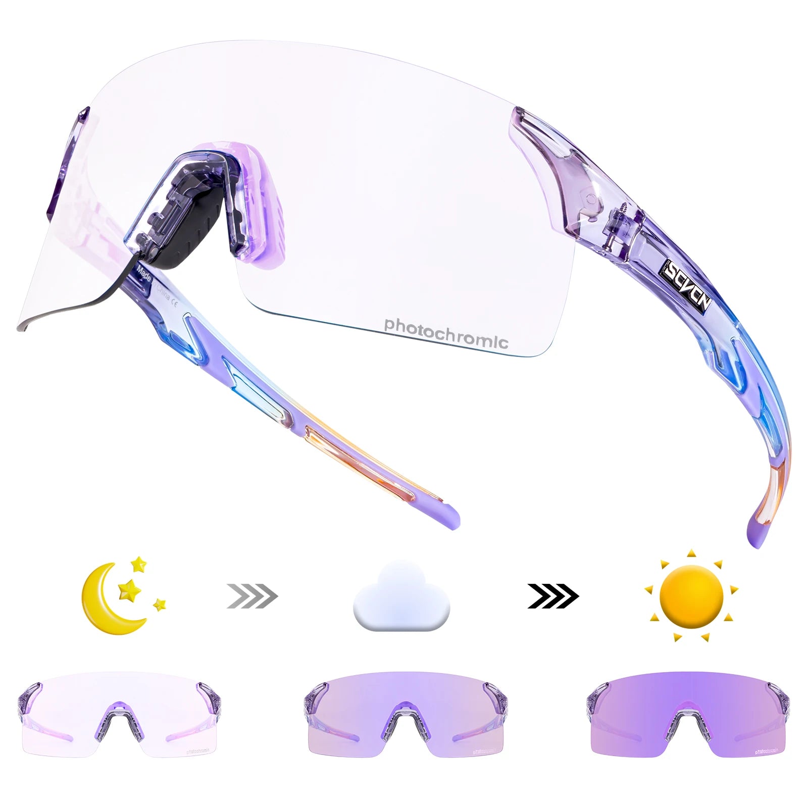 SCVCN Photochromic Cycling Sunglasses UV400 Cycling Glasses Sports Goggles Bicycle Eyewear Sunglasses Outdoor MTB Bike Glasses