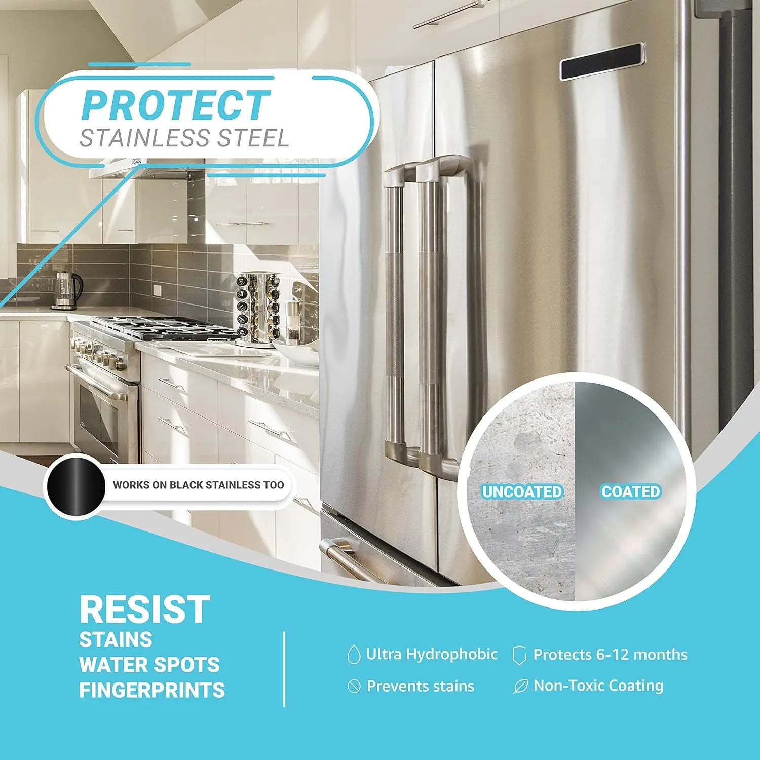 Lifeproof Home Ceramic Coating Spray Kit - Protect Stainless Steel, Appliances, Countertops, Glass & More Kitchen + Bath Surfaces - Repels Stains, Grime,  Liquids & More!