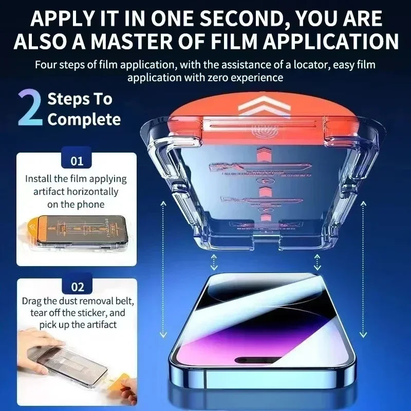 1-5PCS Dust Free Installation Tempered Glass For iPhone 17 16 13 15 14 11 12 Pro Max 16Pro 12 Mini XR XS X SE Screen Protector