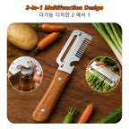 iLMH New Paring Knife Ergonomic Wood Handle Knife Stainless Steel Vegetable Peeler with Wooden Handle 2-in-1 Fruit Potato Peeler