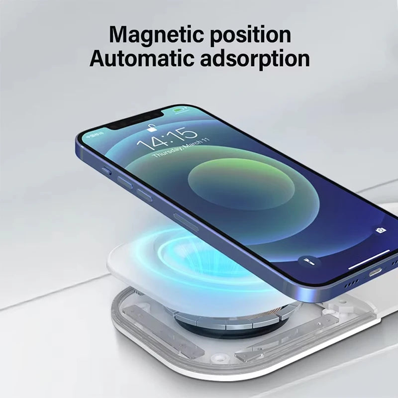 30W 3 in 1 Quick Multi-function Foldable Chargers Safe Magnetic Wireless Charger Portable Charger for iPhone IWatch AirPods